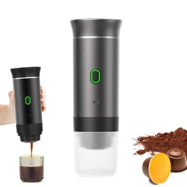 Macchina per caffè espresso portatile, auto-riscaldante, 4-6 minuti, macchina da caffè portatile 3 in 1, carica 50 volte, per una capsule, piccola
