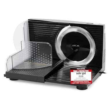 EMERIO Taglierina tutto ''Made in EU'', in acciaio inox prodotto in Germania, regolabile 0-17 mm, senza BPA, pieghevole, con interruttore di sicurezza, Eco 100 Watt, MS-125000.1, nero