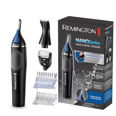 Remington Rifinitore Multifunzione - Taglia Peli Naso e Orecchie, Rifinitore per Sopracciglia, Rifinitore per Barba - Inclusi 2 Pettini di Fissaggio, Rifinitore per Dettagli da 1-5 mm, NE3870