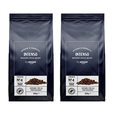 by Amazon Caffè Intenso in chicchi, tostatura chiara, 1kg, 2 Confezioni da 500g - Certificato Rainforest Alliance, Caffè in grani