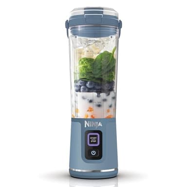 Ninja Blast Frullatore Portatile, 530 ml, con Coperchio e Beccuccio, Mini Frullatore Senza Fili, Ricaricabile, per Frullati, Trita Ghiaccio e Frutta Congelata, Blu Denim, BC151EUNV