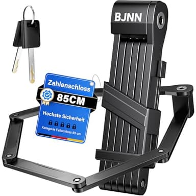 Lucchetto Pieghevole per Bici,85 cm 6 Nodi Lucchetto Bicicletta Antifurto, con Supporto e 3 Chiavi di Sicurezza, Portatile Piegatura Catena Bici, per Bicicletta, Moto，E-Scooter-V3 (Nero)