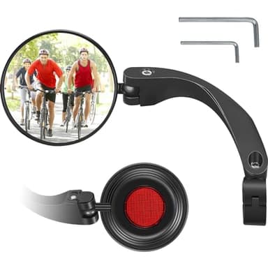 Specchio da bicicletta per manubrio 18-26 mm, sinistro, specchietto retrovisore per bicicletta con riflettore posteriore, convesso, pieghevole, per E-bike MTB (1 pezzo)