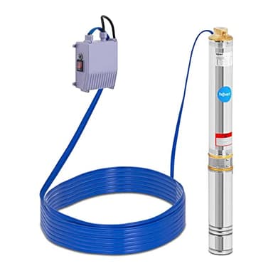 hillvert Pompa Sommersa per Pozzo Elettropompa Sommersa HT-ROBSON-SP550-80 (3.000 l/h, 500 W, Acciaio Inox, Diametro: 95 mm)