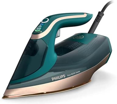 Philips Azur Serie 8000 Ferro A Vapore - 70 g/min Di Vapore Continuo, 240 g Vapore Turbo, 3000 W Di Potenza, Tecnologia OptimalTEMP, Verde Opale (DST8030/70)