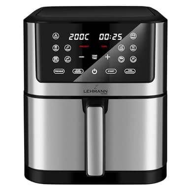 LEHMANN LHODF-1880 - Friggitrice ad aria calda XXL 8 l, 1800 W, 8 in 1 con 10 programmi, fino a 200 °C, friggitrice senza olio con tecnologia Air Fry, grigliare, cuocere, fermentare, disidratare
