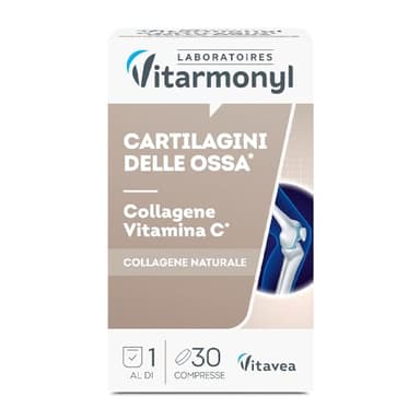 Collagene e Vitamina C - Cartilagini, Articolazioni, Mobilità Articolare - Per Pelle Tonica - Collagene Marino 300 mg, Vitamina C 80mg - 30 Compresse - Vitarmonyl