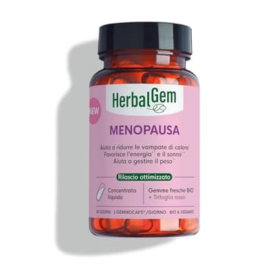 HERBALGEM - GEMMOCAPS Menopausa - Complemento senza ormoni - Riduce le vampate di calore e favorisce il sonno e l'energia - 30 capsule biologiche