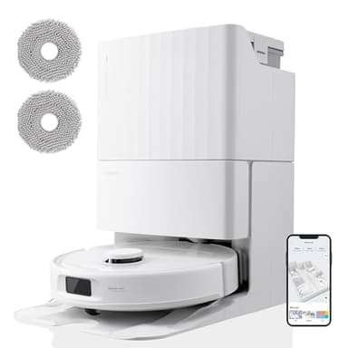 roborock Qrevo S Set Robot Aspirapolvere 7000Pa con Stazione Autopulente, Svuota Automaticamente la Polvere/Pulisce il Panno Rotante Sollevabile/Ricarica l'acqua, Controllo APP, Bianco