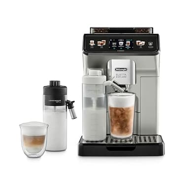 De'Longhi Eletta Explore Cold Brew ECAM450.65.S, Macchina Caffè Barista, Sistema LatteCrema Hot-Cold, Macchina Espresso Automatica per Chicchi di Caffè, Estrazione a Freddo, Display Touch, Argento