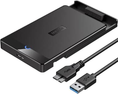 Meofia Case Hard Disk 2.5 Pollici, USB 3.0 a SATA con UASP Custodia Disco Rigido Esterno per 7mm e 9,5 mm, SATA I II III, HDD, SSD (con Cavo)