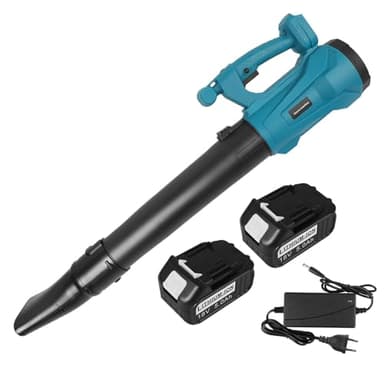 ASUNCELL Soffiatore a Batteria regolabile a 6 velocità, 220 km/h, 18V Soffiatore con 2 batterie da 5,0 Ah e caricatore, per la cura del prato, giardinaggio, rimozione della neve