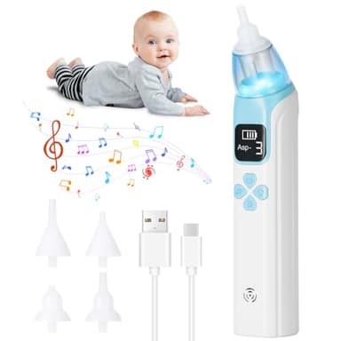 URAQT Electric Nasal Aspirator, Aspiratore Nasale Neonato con LCD Display, Aspira Naso Elettrico da Aspirazione di Livello 3, Aspiratore per Neonati, Cura della Cavità Nasale del Bambino(Blu)