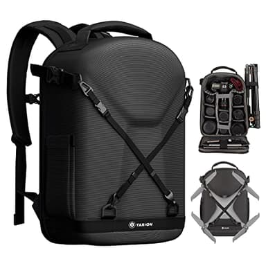 TARION TRH custodia per fotocamera con zaino per fotocamera con custodia rigida, borsa per fotocamera antiurto, resistente all'acqua e all'abrasione con scomparto per laptop da 14,5 pollici
