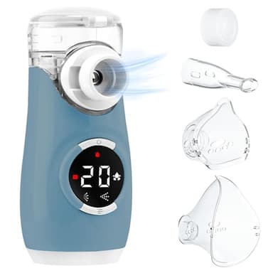 HITHINKMED Aerosol Portatile Silenzioso, Macchina Aerosol Ultrasuoni Adulti e Bambini, 2 Modalità Regolabili, USB-C Ricaricabile con Display Digitale e Funzione di Pulizia Automatica Inalatore a Rete