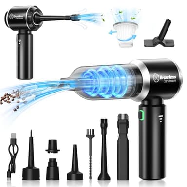 routee Mini Aspirapolvere Senza Fili,18000Pa 4 in 1 Aspirapolvere Auto Portatile,Aspiratore e Soffiatore Con Motore Brushless,Type-C Aspirapolvere Potente per Auto Casa Ufficio Peli di Domestici