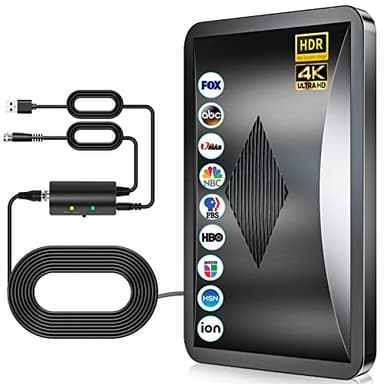 Potente Amplificatore Antenna TV Interna, 600KM Gamma 360° Ricezione del Segnale Antenna TV Digitale per 1080P 4K Tutte le Vecchie e Smart DTT DVB-T/DVB-T 2, 10M Cavo Coassiale
