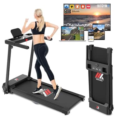 YM Tapis Roulant Elettrico Salvaspazio 14 km/h NEXT 2000 PRO, Motore 2HP (Picco 3,5HP), Brand Italiano, Ampia Superfice Corsa, Telaio rinforzato, APP Kinomap BitGym Zwift, Pieghevole, Assistenza ITA