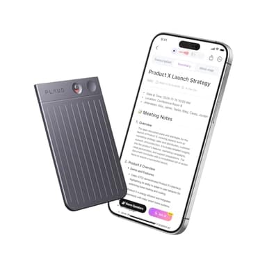 PLAUD NOTE Registratore Vocale AI con Custodia Nera - Trascrivi e Riassumi con Tecnologia AI - Supporta 112 Lingue, 64 GB di Memoria, Controllo App - Perfetto per Riunioni, Lezioni, Chiamate, Colloqui
