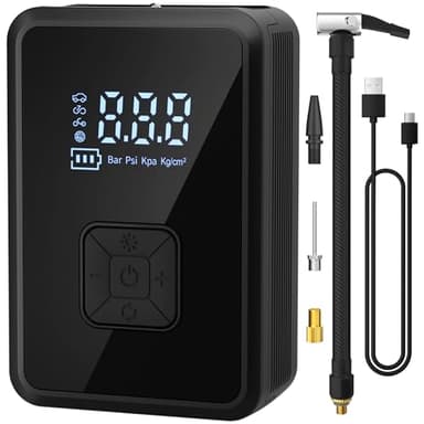 Oasser Mini Compressore Aria Portatile Auto, 150PSI Gonfia Auto Bici Portatile con Schermo LCD Digitale e Torcia LED per Auto/Moto/Bicicletta/Pallacanestro