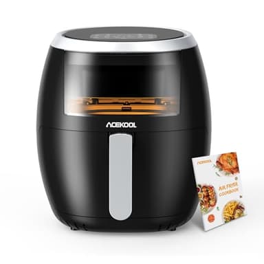 Acekool Friggitrice ad Aria, Air Fryer 8L, Capacità XL con 8 Persone, 1800W Multifunzionale Friggitrice Senza Olio, 8 Programmi, Schermo Digitale LED, Temperatura da 80-200°C, Contiene Ricette