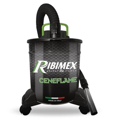 Ribimex Aspiracenere Elettrico Ceneflame, con Filtro HEPA Lavabile e Funzione Soffiante, Bidone da 18 L, Potenza 1200 W, Ideale per Aspirare Ceneri Fredde di Stufe, Caminetti e Barbecue - PRCEN007