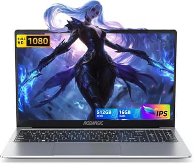 ACEMAGIC 15.6'' PC Portatile 16 GB RAM DDR4 512GB SSD Notebook CPU-intel-N97 Computer(Fino a 3,6Ghz) Laptop, Bluetooth 5.0 Notebook, Tipo-C, HDMI, USB3.2, Espandi a 2TB PC Portatile (Argentato)
