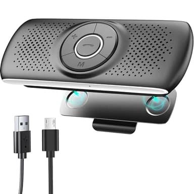Vivavoce Bluetooth per Auto,Supporta Siri Google Assistente Comandi Vocali e l'inserimento Della Scheda TF, con Clip Magnetica,Connessione Automatica,Per Chiamate, GPS, Riproduzione Musicale,ecc