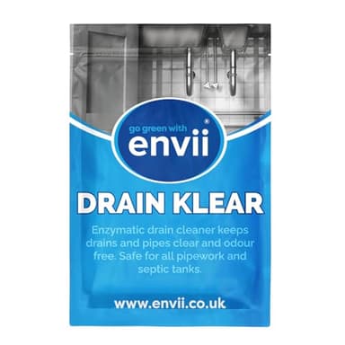 envii Drain Klear – Detergente enzimatico naturale per tubi, forte sblocco per tubi, elimina gli odori e cancella gli scarichi intasati, sicuro per fosse settiche, 12 compresse