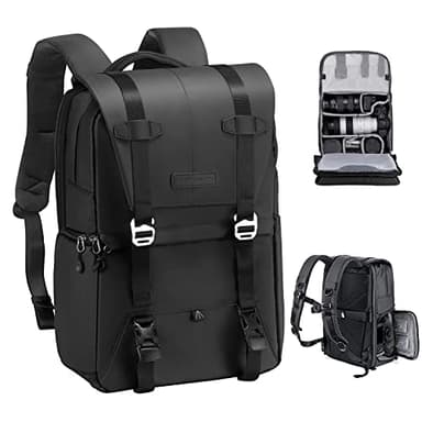K&F Concept Zaino per Fotocamera Professonale, 20L Borsa Fotocamera Fotografia Portatile, Multifunzionale Zaino Fotografico con Copertura Antipioggia, Scomparto per Laptop da 15.6 Pollici