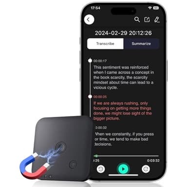 Registratore Vocale AI - Registratore Vocale Trascrivi e Trascrizioni con ChatGPT 4o, Memoria da 64 GB, Supporto per 102 Lingue, Controllo via App, Ideale per Lezioni, Riunioni, Colloqui e Chiamate