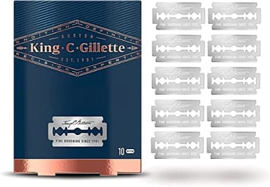 King C. Gillette Lamette Di Ricambio per Rasoio Di Sicurezza Da Uomo. Confezione con 10 Lamette. Le Migliori Lame Di Gillette In Acciaio Inossidabile e Rivestite In Platino