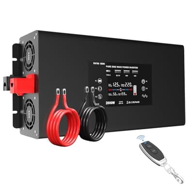 DATOUBOSS Power Inverter 12v 220v Onda Pura 2000W/4000W Inverter Convertitore con Telecomando 2 Prese EU, 2 Porta USB, QC3.0, Type-C e Display LCD per Auto,Camion, Camper