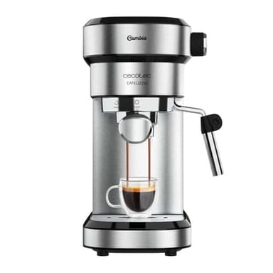 Cecotec Caffettiera Express con doppia uscita Cafelizzia Steel. 1350 W, braccio portafiltro con due filtri, vaporizzatore orientabile, 20 bar di pressione, serbatoio estraibile da 1,2 l, acciaio