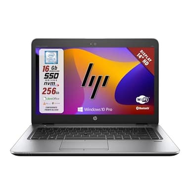 HP Elitebook 840 G4, Pc Portatile Notebook intel core i5-7200U, Display 14", Ram 16Gb, SSD 256Gb, Pacchetto Libre Office, W10 Pro (Ricondizionato)