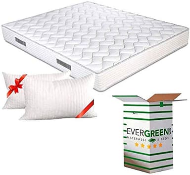 EVERGREENWEB - Materasso Matrimoniale 160x200 in Waterfoam Alto 20 cm con 2 CUSCINI Memory Foam GRATIS, Ortopedico con DISPOSITIVO MEDICO, Rivestimento Effetto MASSAGGIANTE Antiacaro, per Reti e Letti
