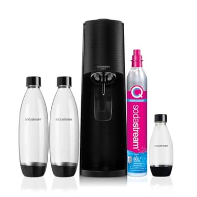 SodaStream Terra Megapack, Gasatore d’acqua per trasformare l’acqua in acqua frizzante, incluso cilindro contente Co2, 2 bottiglie da 1 litro, 1 bottiglia da mezzo litro, 28,8 x 19.5 x 43.6 centimetri