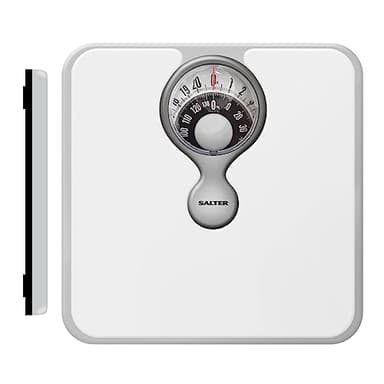 Salter 484 WHDR - bilancia pesapersone meccanica da bagno, max 133 kg, design compatto, lente d'ingrandimento, quadrante di facile lettura, piattaforma imbottita, nessuna batteria, kg, st, e lb