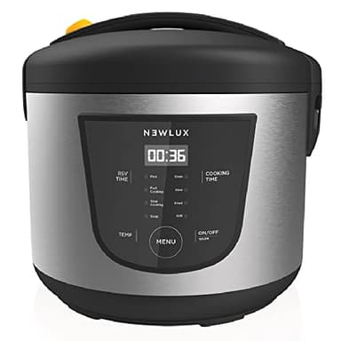 NEWLUX-Robot da Cucina Multifunzione 5L Mod.NEWCOOK con Vasca Antiaderente, Programmabile 24H, 9 Funzioni e 8 Menu Automatici. Mantiene caldo 24 ore | Nero