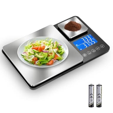 Drcowu Bilancia Cucina Digitale a doppia piattaforma da 500g e 15kg, dotata di doppia precisione 0.01g, 1g, funzione di accumulo, Bilancia da Cucina Professionale con Funzione Tare, Facile da Leggere