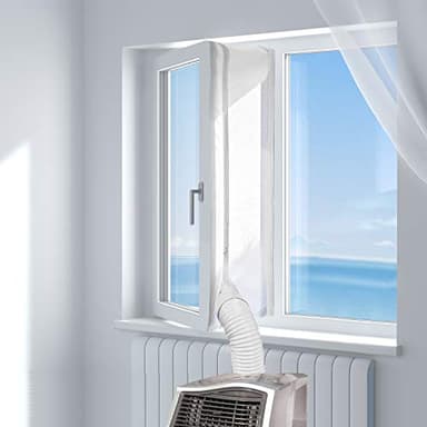 HOOMEE 400CM Guarnizione Universale per Finestre per Condizionatore Portatile, Asciugatrice – Per Tutti Climatizzatori Mobili, Facile da Montare – Con zip, Chiusura a Strappo