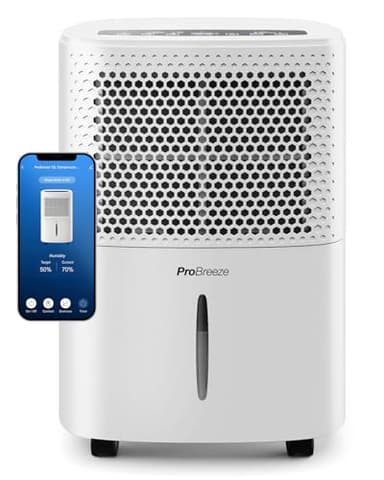 Pro Breeze Deumidificatore Casa Smart 12L/Die Eco a Basso Consumo - Ultra Silenzioso, Timer 24h, Display LED, Wi-Fi, Asciugatura Bucato, Contro Muffa e Umidità