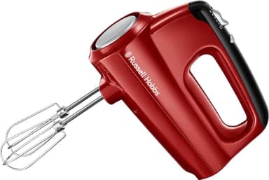 Russell Hobbs Sbattitore Elettrico Rosso - 5 impostazioni di velocità e Funzione turbo - 2 fruste e ganci per impastare lavabili in lavastoviglie, Posizione di parcheggio verticale, 24670-56