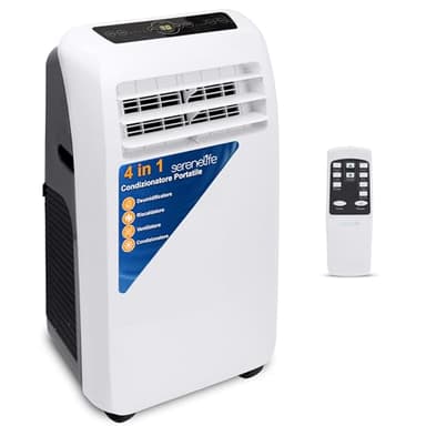 SereneLife Condizionatore Portatile 3-in-1 con Deumidificatore, Ventilatore, Riscaldamento, Climatizzatore Portatile con Telecomando, Kit Finestra, 12,000 BTU