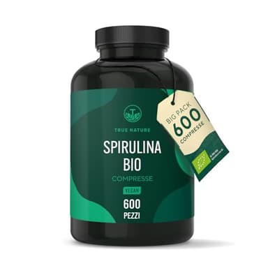 Spirulina Bio - 600 compresse BIO 500 mg - Alto dosaggio - 4000 mg dose giornaliera -Ricca di ficocianina e proteine -Alga Spirulina pura - Analizzata in Italia e confezionata in Germania -TRUE NATURE