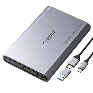 ORICO Case Hard Disk 2.5 Pollici Alluminio USB-C 3.2 a SATA Custodia Disco Rigido Esterno per 7-9,5mm SATA I II III HDD SSD fino a 6TB, con Cavo USB C/A 2 in 1 (DD25C3)