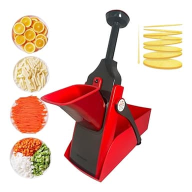 Meridiana® Ok Chef Mandolina REGOLABILE Spessore regolabile e taglio julienne Patate Affettatrice Cipolla taglia pomodori Chopper Kitchen taglia patate mandolina per verdure professionale (Rossa)