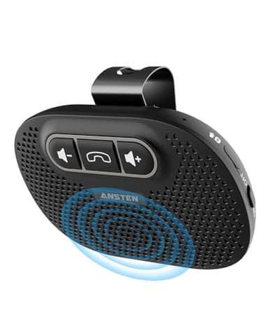 ANSTEN Vivavoce Bluetooth per Auto Microfono Integrato Vivavoce Auto Bluetooth 5.0, Bluetooth Auto può essere utilizzato per GPS, musica, chiamate, controllo del volume, iOS Siri e Vocale Assistant