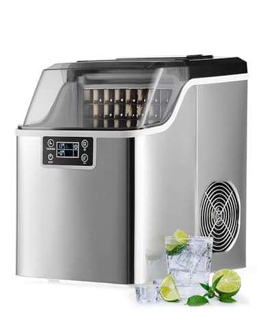 CREWORKS Macchina Ghiaccio 22kg/24 Ore Fabbricatore Ghiaccio 24 Cubetti in 11-20 Minuti Serbatoio 3.2L Macchina per Ghiaccio Autopulente con LCD Pannello per Casa Ufficio Bar Ristorante
