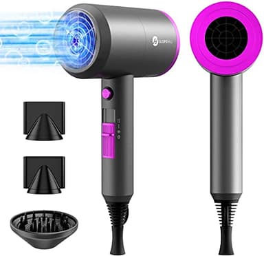 Phon Ionico, Slopehill Asciugacapelli Professionali con Motore AC 1800w per Asciugatura Rapida, Pulsante Caldo/Freddo, 1 Diffusore 2 Concentratori, 3 Impostazioni Di Temperatura （Grigio）